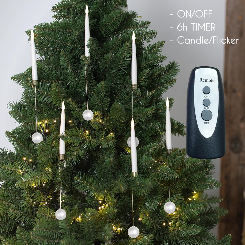 LUSHARBOR Christmas Tree Candles, 10 Pack Flameless Candles for Christmas