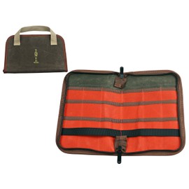 Waxed Canvas Hair Scissors Case 18 Slots Hairstylists Gift Salon Barber Scissors Holder Hairdresser Tool Organizer (Military Green)