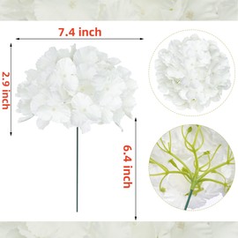 jiebor 50Pcs Blue Hydrangea Artificial Flowers Faux Fake Silk Fabric Hydrangea Flower Heads Bulk with Stems for Crafts DIY Wedding Table Centerpieces Graduation Cap Party Home Outdoor Decoration