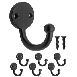 Fuxxer® Set of 6 Classic Coat Hooks Towel Hooks Vintage Black Oval