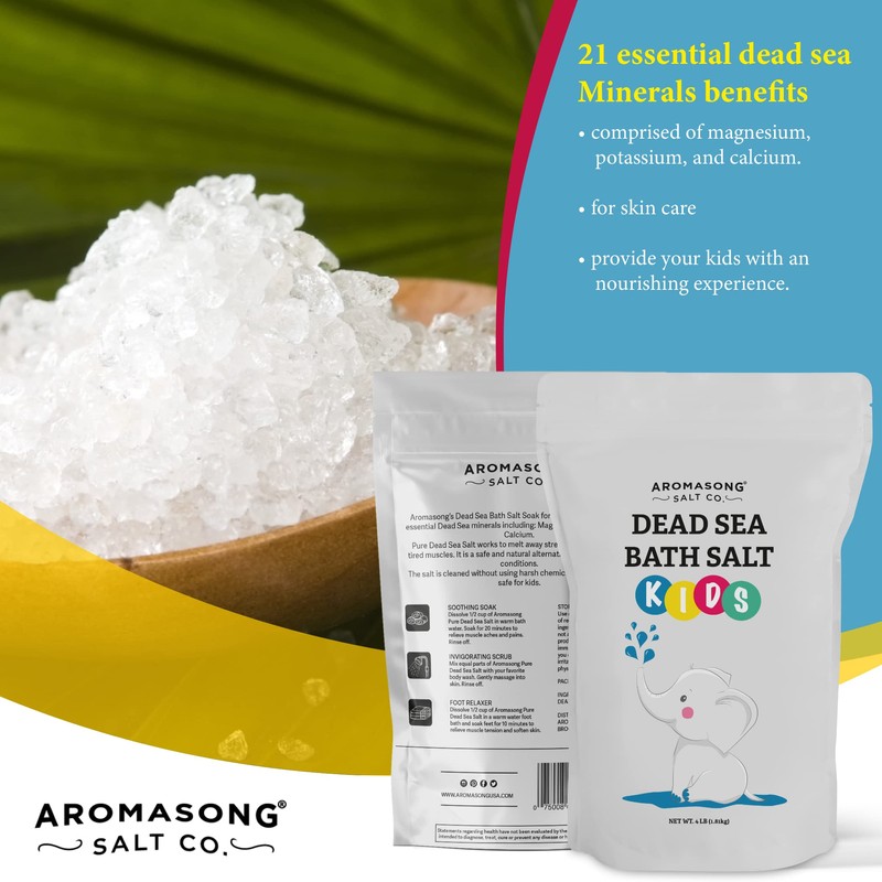 Aromasong Dead Sea Salt for Kids Bath Soak, 4 Lbs.
