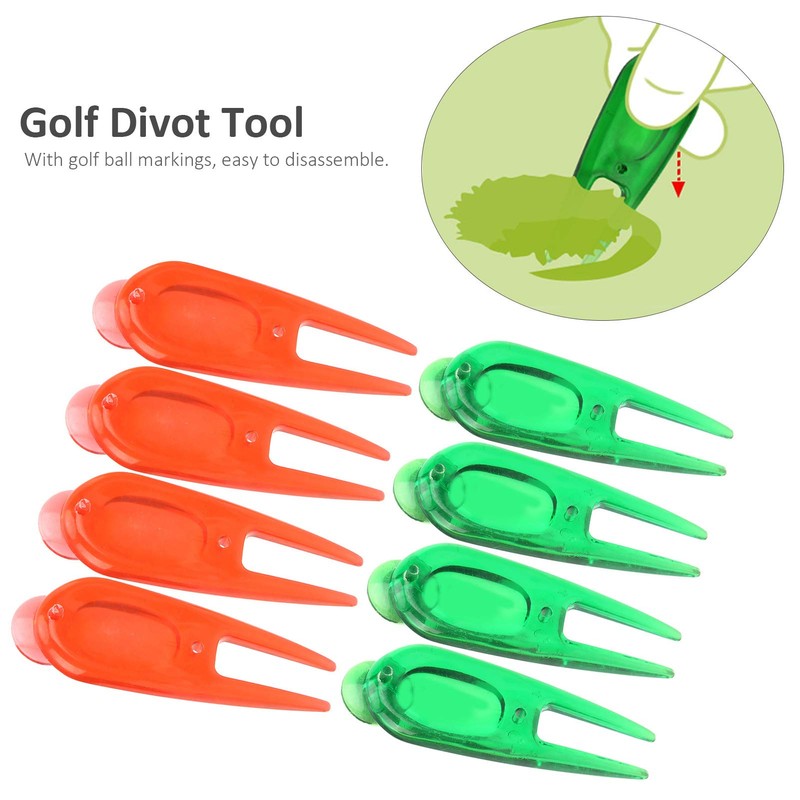 Alvinlite 8pcs Golf Divot Repair Tools, Plastic Golf Pitchforks Golf