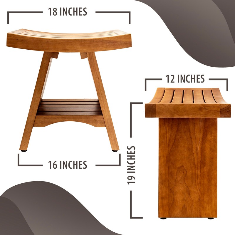 Purteak Teak Shower Bench, 450 Pound Capacity Shower Stool, Water
