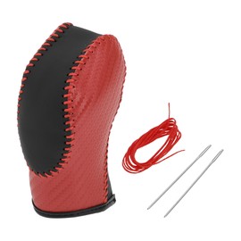 RATCHROLL Gear Shift Knob Cover for Ford Fusion 2013-2016 Stick Shifting Handle Protector Faux Leather 1 Pc Red Carbon Fiber Black Red