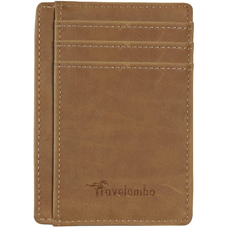 Travelambo Travelambo Slim Wallet Front Pocket Minimalist Leather RFID Blocking