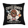 Coffee Grinder Motivation Brew Rise Repeat Throw Pillow