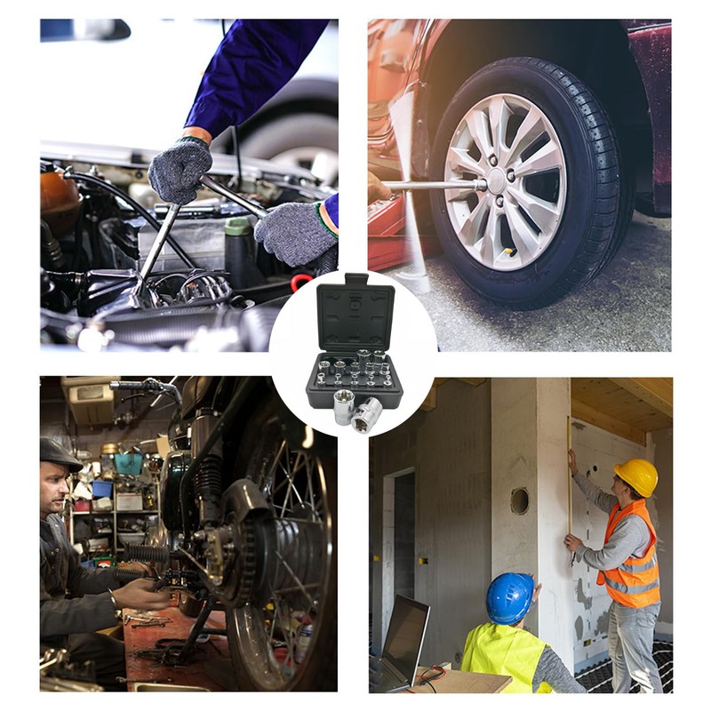 Hniuyun 14Pcs Female E-Torx Star Socket Set, 1/4, 3/8, 1/2