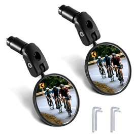 waswale 2 PCS Bicycle Rearview Mirror, 5.11" x 4.52" 360-degree Rotation Adjustable Small Round Mirror, Non-destructive Installation Accessories, for Bicycles, Mountain Bikes, Scooters (Black)