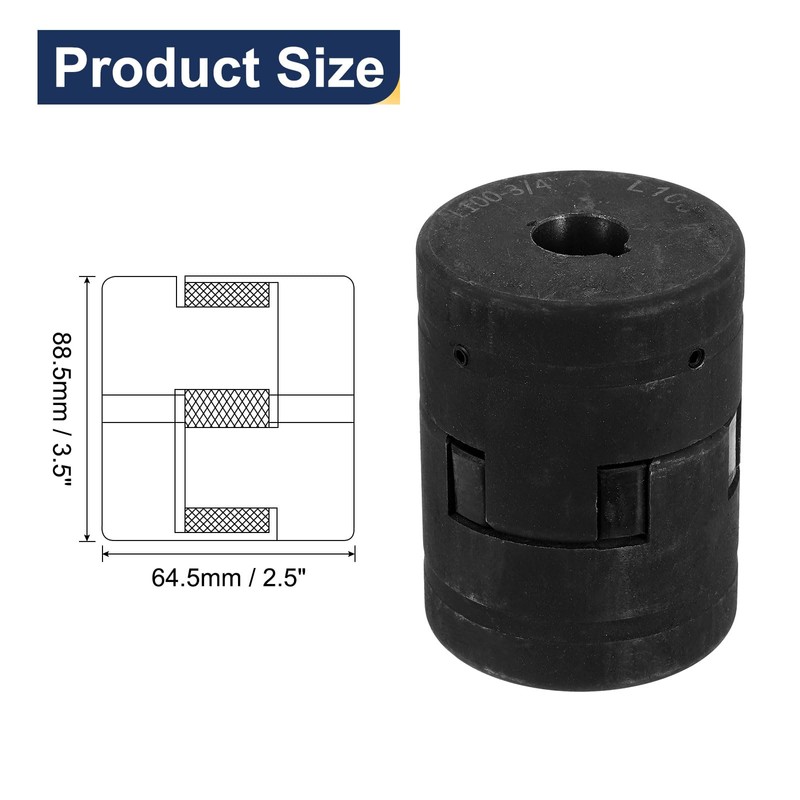 uxcell 3/4" to 3/4" L100 Flexible 3-Piece L-Jaw Coupling Coupler