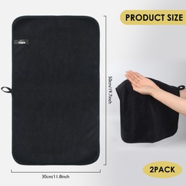 VIVOTE Hand Towel Set, Guest Towel, Super Soft and Absorbent Towel, Microfibre Hanging Towel for Kitchens and Bathroom, Dry Hand Towels, 30 x 50 cm, Black, Kitchen Towels Pack of 2