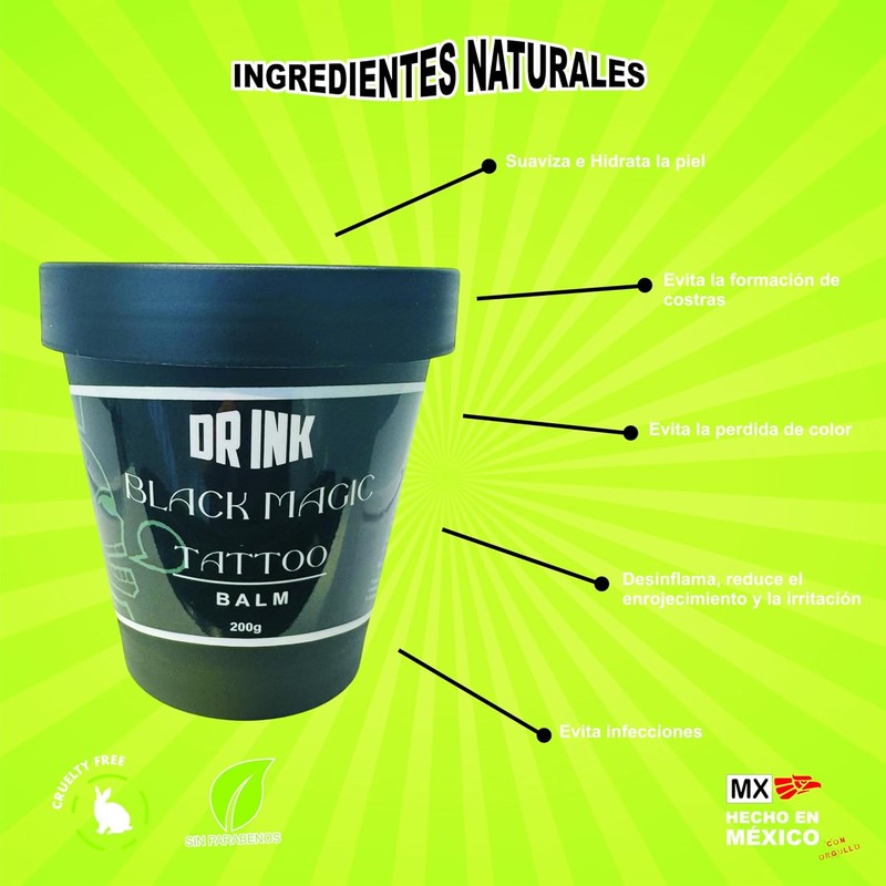 Dr Ink Bálsamo para Tatuaje, Premium, Lubrica y Protege, 200g