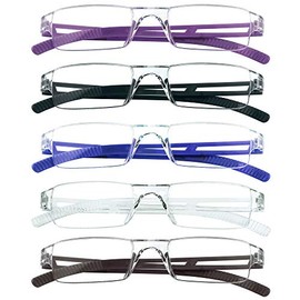 5 Pairs Reading Glasses, Blue Light Blocking Glasses, Computer Reading Glasses for Women and Men, Fashion Square Eyewear Frame (5 Color,+1.00 Magnification)