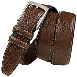 Men's Belt American Bison Genuine Leather Casual Dress Belt 1-3/8"(35mm) Wide (Brown, 42)