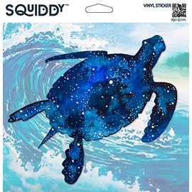 Squiddy Sea Turtle - Artistic Blue Sealife Ocean Beach Theme - Vinyl Sticker for Car, Laptop, Notebook (4" Wide)