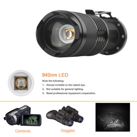 ULTRAFIRE 940nm IR Illuminator, Zoomable LED Infrared Mini Flashlight for Night Vision Devices, SK98