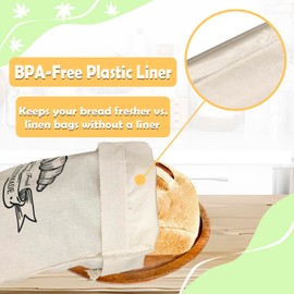 MQZAYZ Linen Bread Bags for Homemade Reusable Beeswax Bread Storage for Homemade with eco-friendly Lining for Easy Cleaning 2 Pack Large 14 x18 in