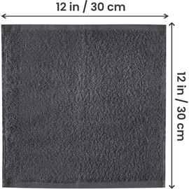 24 Pack Cotton Washcloths Set -  Ring Spun Cotton,  Quality Flannel Face Cloths, Highly Absorbent and Soft Feel Fingertip Towels (Grey)