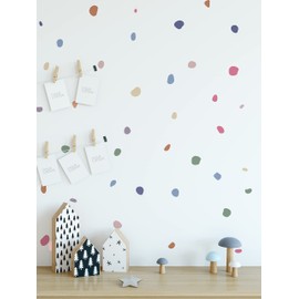 QuoteMyWall 140 Pcs Boho Pastel Polka Dot Wall Stickers Decals Irregular Dots Spots Removable Wall Art for Kids Bedrooms Children's Nursery Art Boys Girls