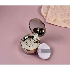 1 PC 8 Gram Loose Powder Containers with Puff, Empty Makeup Powder Container, Reusable Plastic Powder Case Mini Powder Compact DIY Makeup Powder Case with Mirror