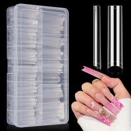 504PCS Clear Square Nail Tips, XXL Tapered Square Nail Tips for Acrylic Nails Professional, Extra Long No C Curve Nail Tips Use for Nail Extension Tips, False Nails for Nail Art 12 Sizes with Box