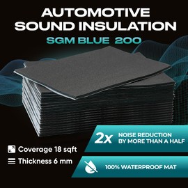SGM Blue 200 mil (6mm) 18 sqft Car Sound Insulation - Heat and Cool Liner - Self Adhesive Closed Cell Foam Deadening Material - PE Foam Sound Deadener
