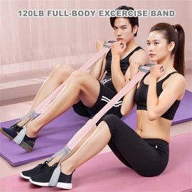 Abdominal Muscle Bands with Foot Pedal, 120 lb Sit-Up Training Equipment, Yoga & Home Gym - Bodybuilding Expander Full Body Trainer for Men & Women (Black)