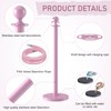 kaiyomi 4Pcs Stanchions with Pink Velvet Ropes Set, 5 Feet