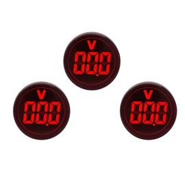 Shopcorp Round LED Voltage Meter Indicator – AC20-500V, 22 mm Digital Voltmeter for Home or Industrial Equipment and Mount Panels in Operating Rooms and Distribution Boxes (3 Pack red)