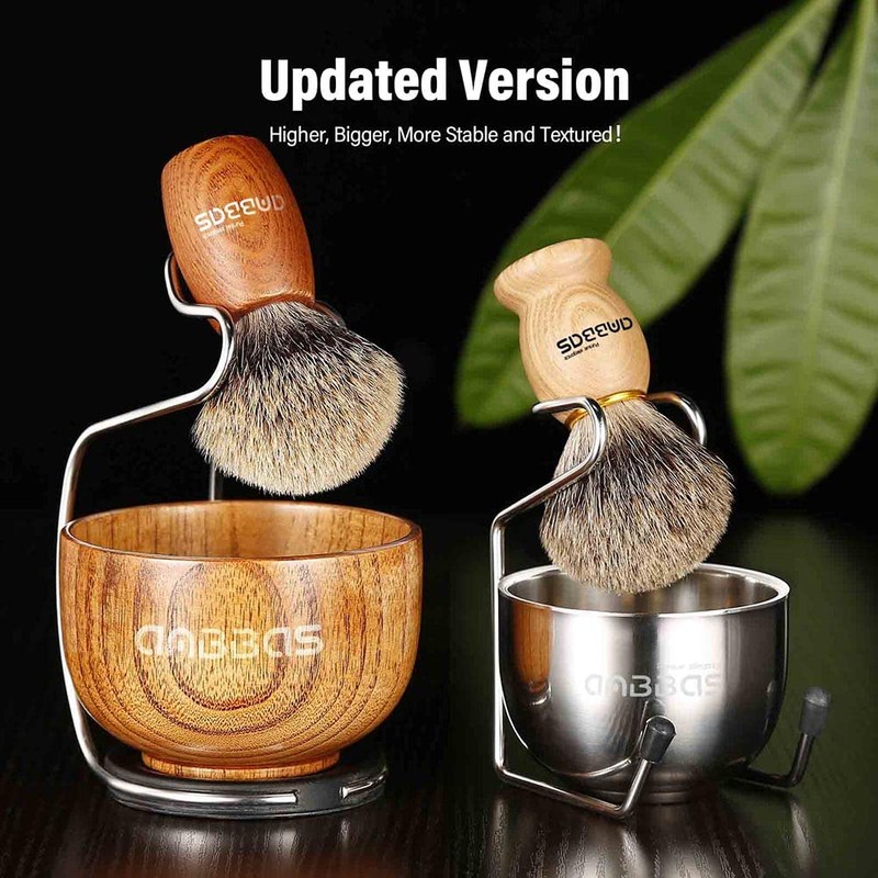 Anbbas Shaving Set, Pure Badger Hair Shaving Brush Wood Handle