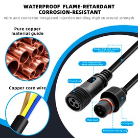 DaFuRui 3Pin Waterproof Connector，6Pairs 3Pin Led Connector 18AWG IP65 Male Female Plug LED Connector 7.87in/20CM Extension Cable for LED Strip Lights/String