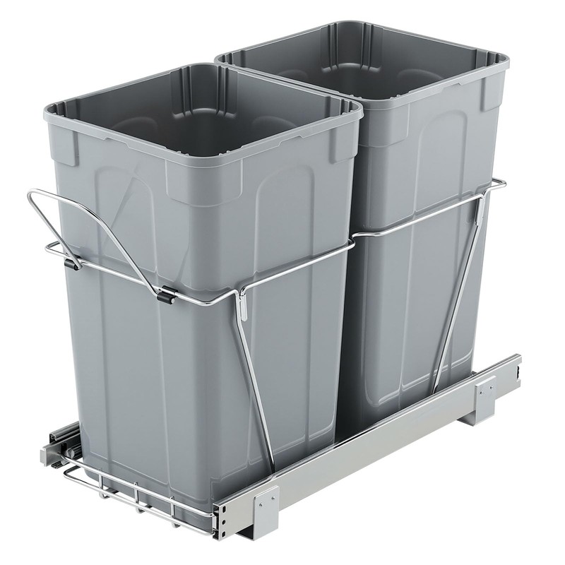 VEVOR Pullout Trash Can for Kitchen Cabinets, 27QTx2 Double Under