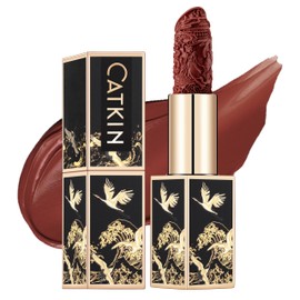 CATKIN Dark Red Lipstick, Matt, Long Lasting, High Impact, Moisturizing Formula, enriched with Avocado Oil and Vitamin E, 3.2g