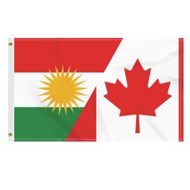 3×5 FT Canada Kurdistan Flag, Large 100D Canadian Kurdish Friendship National Outdoor Banner,Doube Side Printing Decor For Patio Garden With Brass Gromment