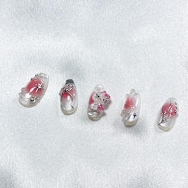 Moist Cheek Gradient Cat Nails - Oval (Long) / 촉촉 치크 그라데이션 고양이 네일 - 오발(롱)
