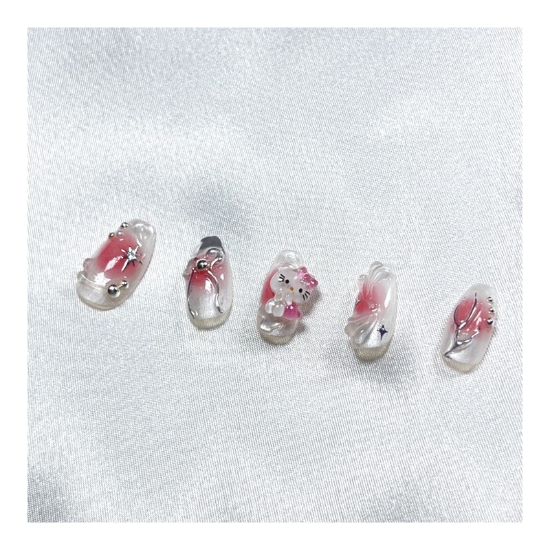 Moist Cheek Gradient Cat Nails - Oval (Long) / 촉촉