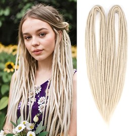 Kraler 18" Double Ended Dreadlock Extensions, 20 Strands Handmade 613 Blonde Synthetic DE Dreads Extensions, Thin 0.6cm Width Reggae Hippie Soft Dreads Style for Woman