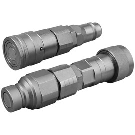 Flat Face ISO 16028 to Ag ISO 5675 Pioneer Style Hydraulic Quick Connect Coupler Adapter Set W/Dust Caps