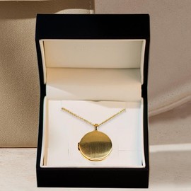 Amoonic Women's Round Locket for Opening for Pictures in 925 Silver and Gold/Rose Gold Plated I Chain 45-50 cm Photo Upload Service and Engraving I Round Medallion Hinged for Women Mum Girlfriend,