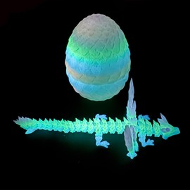 1PC Glowing at Night 3D Printed Crystal Dragon with Wings Model,Noctilucent Toys,rocodile,Home Office Decor,Fidget Toy for Adults Teens Boy Festival Gifts,Easter Basket Stuffers (Pterosaur egg)