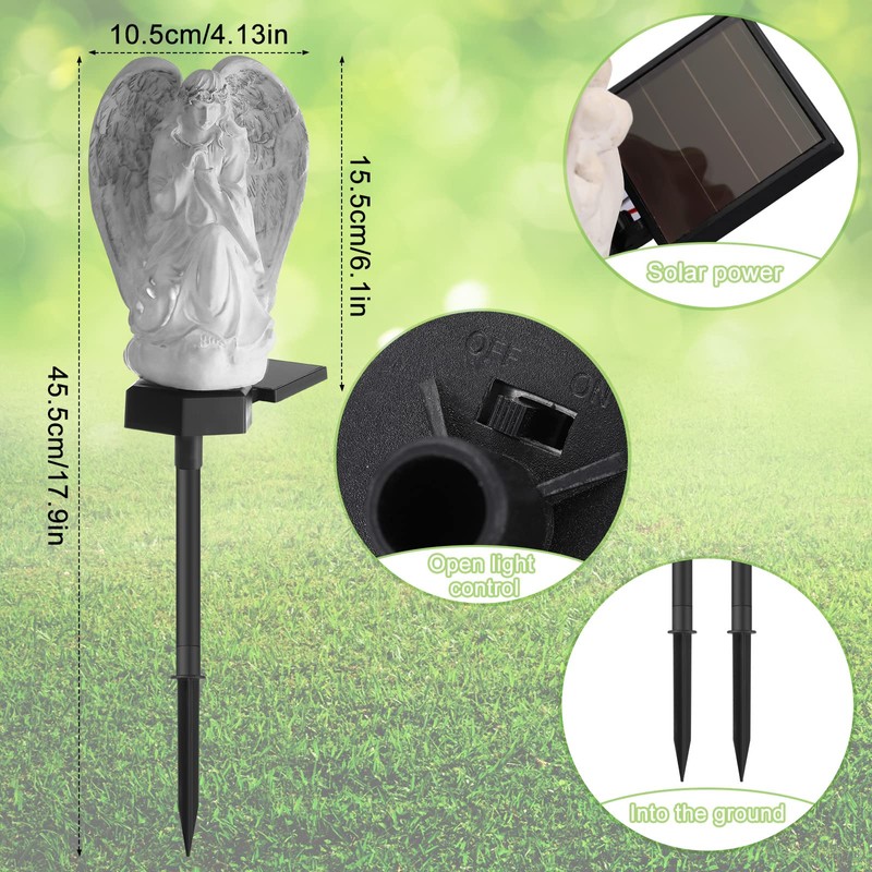 Hortsun 2 Pieces Garden Angel LED Solar Outdoor Lights Eternal