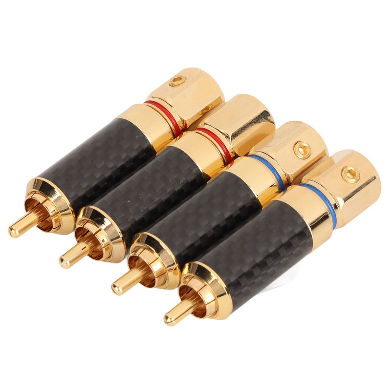 4Pcs RCA Sound Plug Carbon Fiber Gold Plated Oxidation Resistance