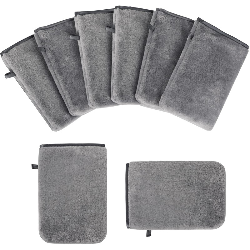 PHOGARY 8 Pack Microfiber Wash Mitts Flannel Soft Wash Mitt