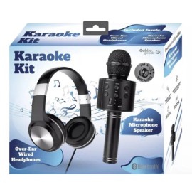 Gabba Goods Boogie Beats Karaoke Kit, Bluetooth Microphone And Headphones, Black