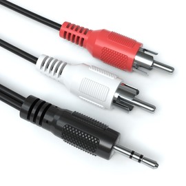 JAMEGA - 1 m RCA Audio Cable Stereo 3.5 mm Jack (Aux) to 2 x RCA Y Splitter RCA Cable Coaxial Cable Jack Cable for Amplifiers, Stereos, Hi-Fi Systems and much more