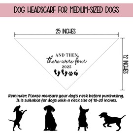 2025 and Then There were Four Dog Bandana Pregnancy Announcement Baby Announcement Dog Bandana for Dogs Pregnancy Announcement Gender Reveal Pet Scarf for Small Medium Cats Dogs 2025