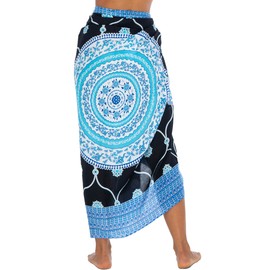 Back From Bali Womens Sarong Coverup Floral Mandala Swimsuit Wrap Skirt Beach Pareo with Coconut Clip