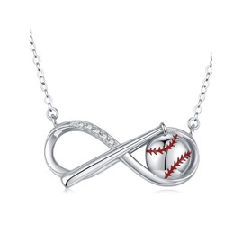 CHENGHONG Baseball Necklace Baseball Bats Charm Necklace Pendant Men Sports 925 Sterling Silver for Men Women Baseball Gifts