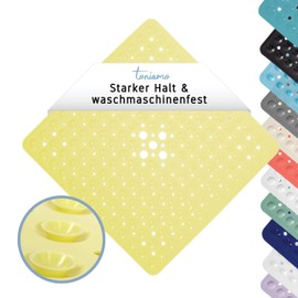 Toniamo Shower Mat Non-Slip 53 x 53 cm Non-Slip Shower Square Non-Slip Mat Shower Antibacterial & Machine Safe Shower Mat Non-Slip BPA-Free Lemon