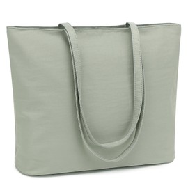 MORGLOVE Womens Waterproof Tote Bag Large Capacity Shoulder Handbag with Zip and Pockets Light Green