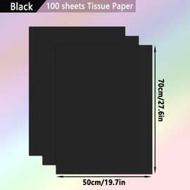 100 Sheets of Black Tissue Paper, 70 x 50 cm Gift Wrapping Tissue Paper for Gift Wrapping Art Crafts DIY Birthday Wedding Baby Shower Gift Wrap